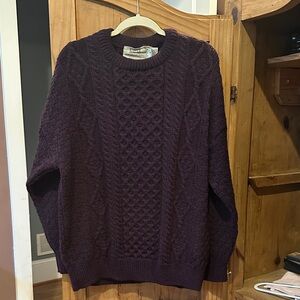 Men's Cable Knit Crewneck Sweater - Rich Purple